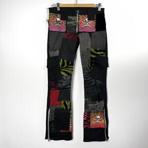 Rare Y2K Serious Los Angeles Patchwork Pants LA Clothing Black Jeans Goth Punk